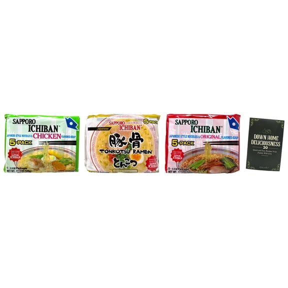 Instant Ramen Variety - 3 flavors - 5-pack of each: Chicken, Tonkotsu, Original (5-Pack) MerlinsMart Zine | Sapporo Ichiban