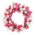 thumbnail image 2 of CaiYueKe Artificial Tulip Wreath Spring Floral Decor for Front Door Outdoor Indoor Hanging with Green Leaves and Flowers Home Garden Wall Door Decoration for Party Wedding Holiday, 2 of 9