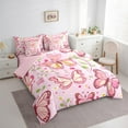 thumbnail image 3 of Castle Fairy Girls Pink Butterfly 7pcs Bedding Comforter Set,Chic Flower Queen Bedding Sets Super Cozy,Love Heart Print Queen Sheet Sets,Luxury Bedroom Decor, 3 of 8