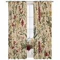 thumbnail image 2 of Sheer Curtains 84 Inches Long, Rustic Botanical Light Filtering Window Curtains for Living Room/Bedroom, Vintage Floral Wildflower Rod Pocket Voile Sheer Curtain Drapes, 52"W x 84"L, 2 Panels, 2 of 8