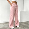 thumbnail image 6 of Utoimkio Women's Linen Wide Leg Pants Drawstring Elastic Waist with Front Patch Pockets for Beach Vacation Daily Walking, 6 of 7