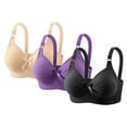thumbnail image 3 of 3 Pack Bras for Women Wireless Push Up Supportive Bra Full Coverage No Underwire Seamless Plus Size Everyday Bra (40/90BC, Beige/Purple/Black), 3 of 6