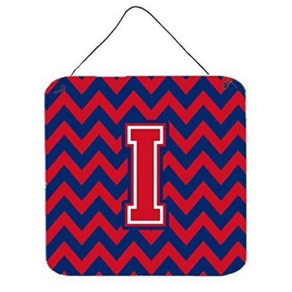 Letter I Chevron Yale Blue & Crimson Wall or Door Hanging Prints