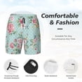 thumbnail image 3 of Yiaed Vintage Floral Print Mens Swim Trunks Bathing Suit Compression Liner Beach Swim Shorts Swimwear Quick Dry Zipper Pocket No-Chafing Board Short-X-Large, 3 of 6