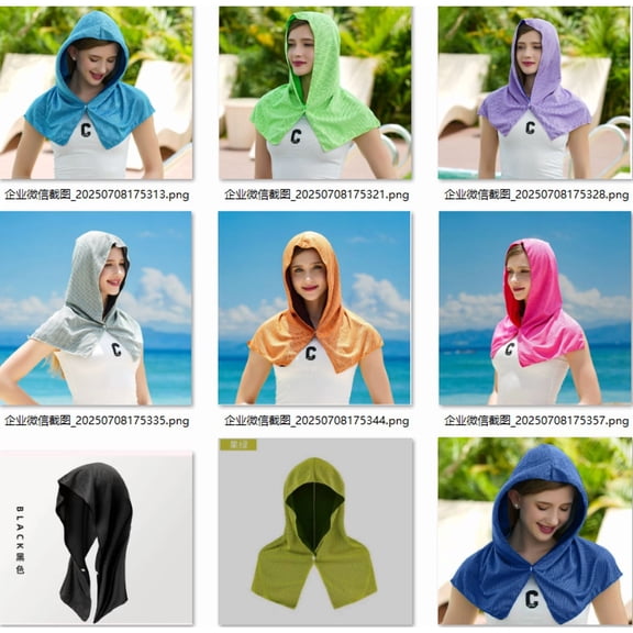 Hoodie Towel Instant Cooling Towel For Neck Face Sun Hat Beach Cape For Men Women Sports Camping Cycling Fitness Gym