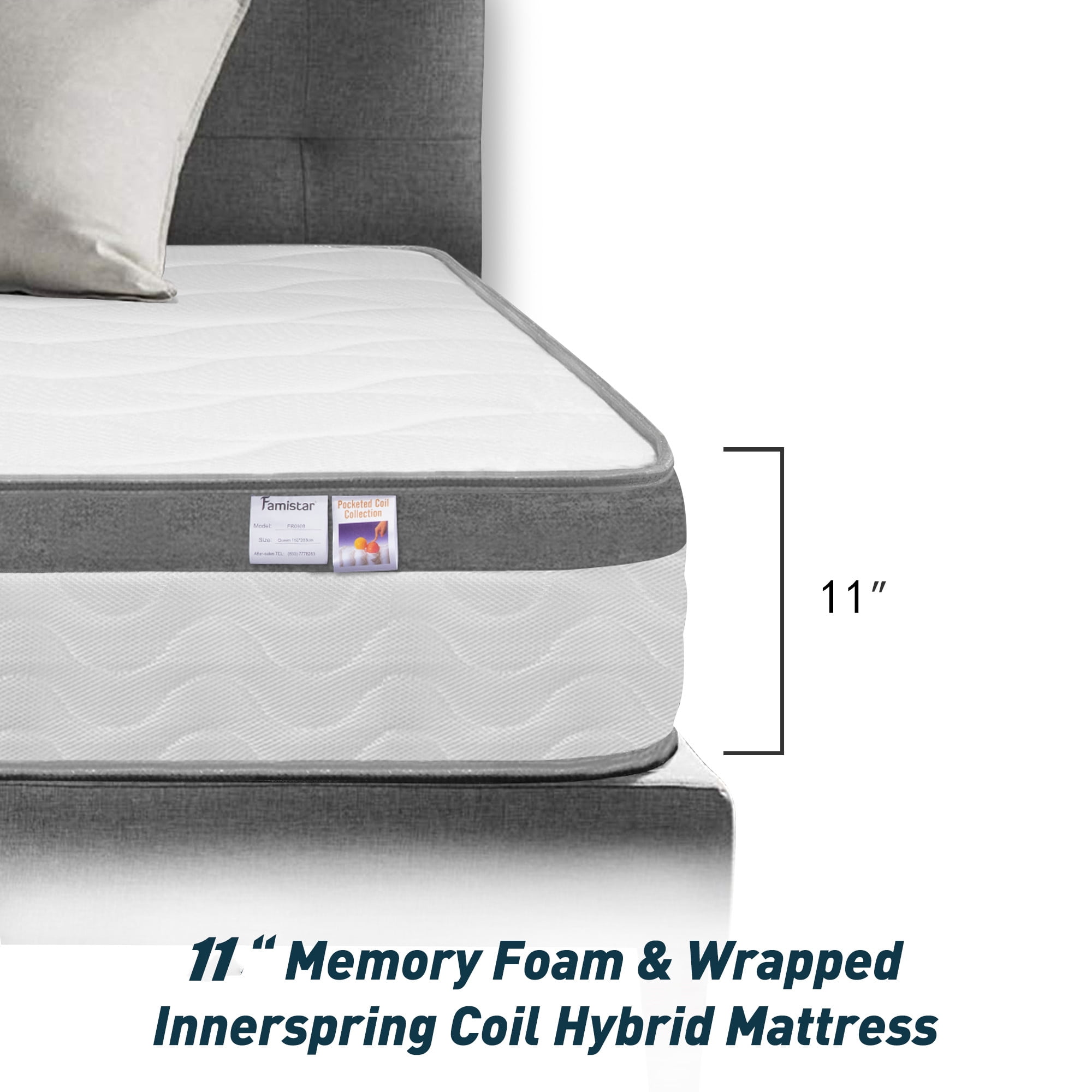 Famistar 11 inch Memory Foam Innerspring Hybrid Mattress in