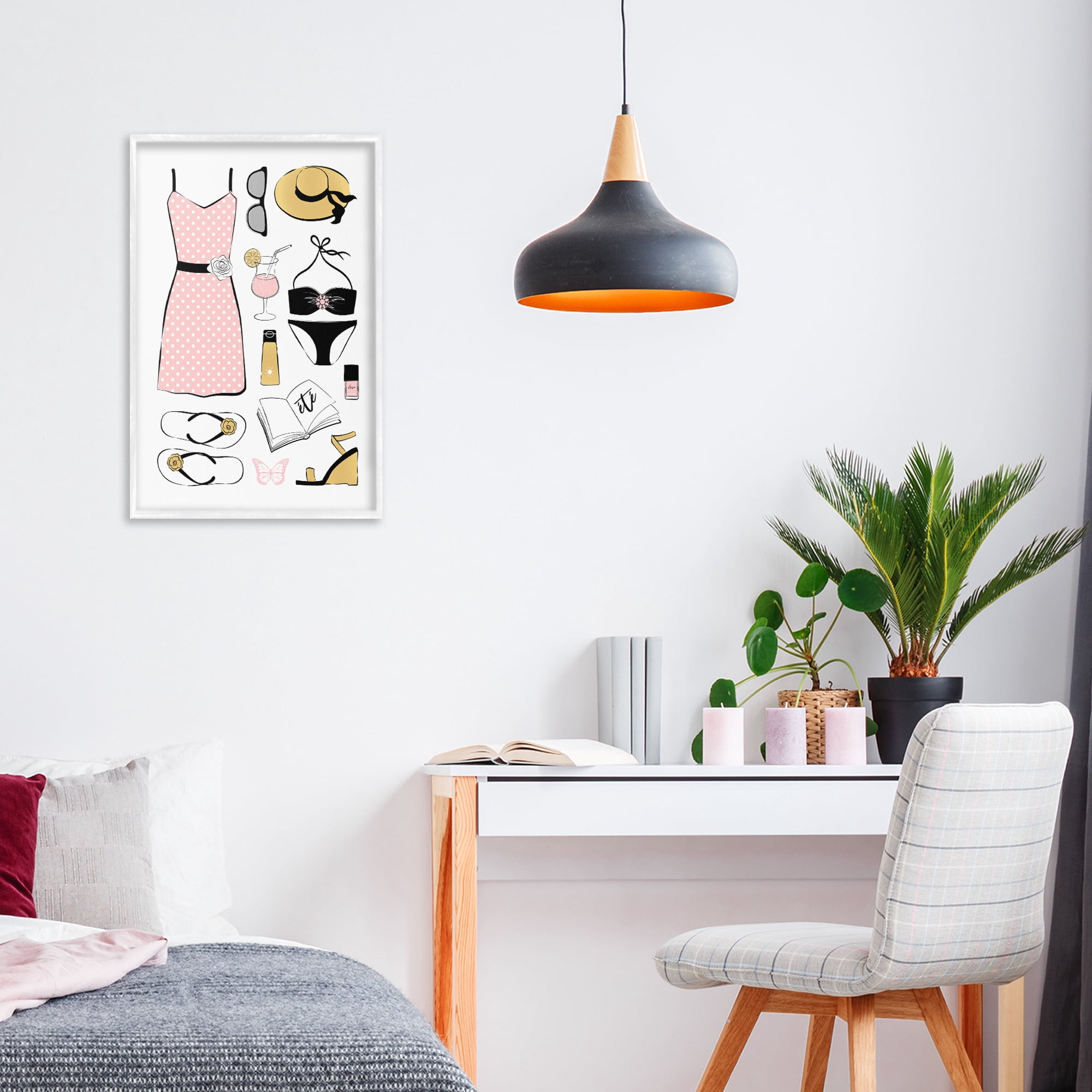 Stupell Industries Summer Vibes Necessities White Framed Giclee Art, design by Martina Pavlova