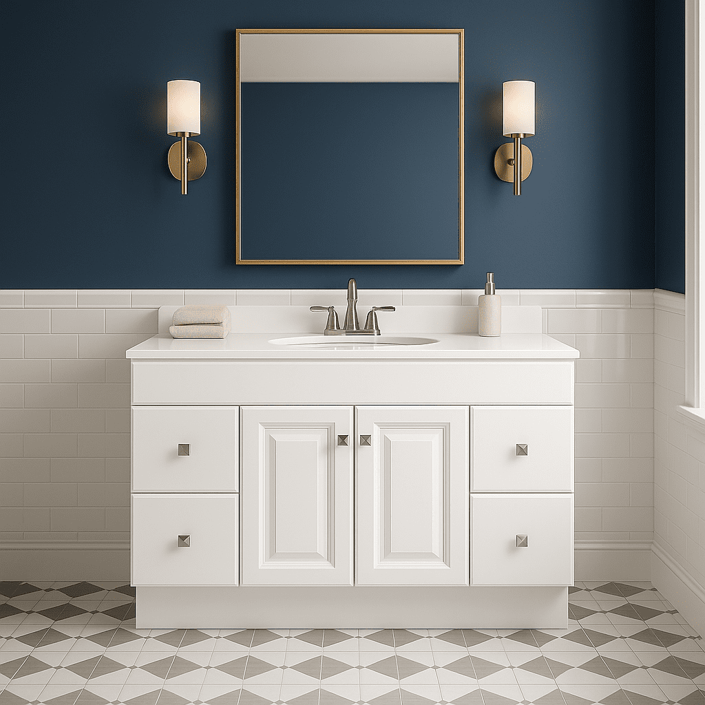 Design House 48" Solid Wood Wyndham Ready to Assemble Bathroom Vanity Cabinet, White