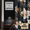thumbnail image 3 of Retro White Flowers Blackout Curtains for Bedroom/Living Room, Pinch Pleated Black Out Curtains, Green Tropical Leaves Botanical Room Darkening Window Drapes with Hooks 2 Panels, 59"x70", 3 of 8