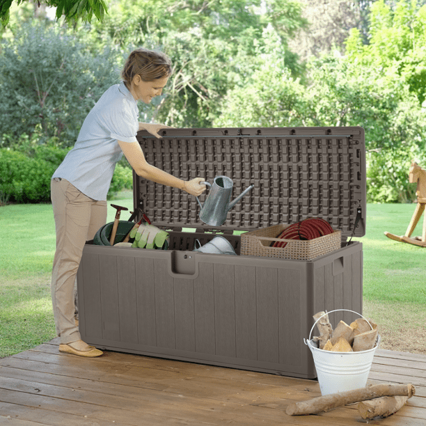 AVAWING 120 Gallon Large Waterproof Deck Box, Lockable Outdoor Storage