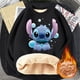 thumbnail image 1 of Sudadera de cuello redondo de Disney Stitch para adultos, sudaderas gruesas de Anime de dibujos animados, ropa cálida de manga larga, regalo de cumpleaños lindo, Invierno, 1 of 4