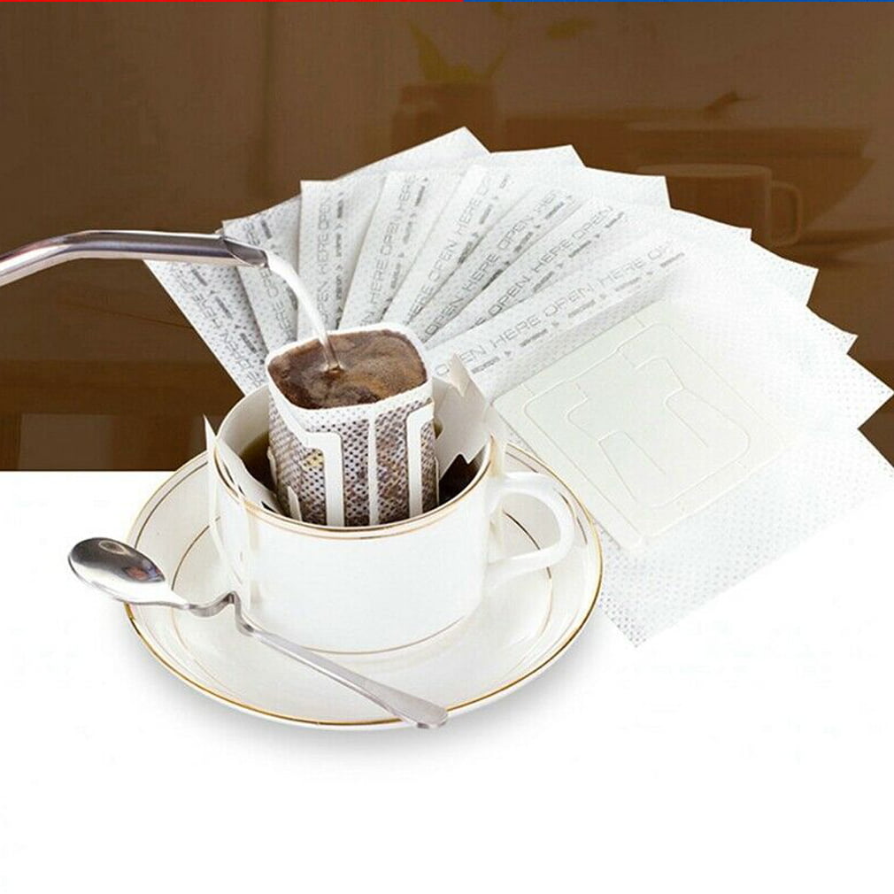Camping Auch 100 Pcs Portable Coffee Filter Paper Bag Hanging Ear Drip Coffee Bag Single Serve Disposable Drip Coffee Filter Bag Perfect for Travel Office Home 