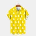 thumbnail image 2 of KeShDi Christmas Funny Shirts Christmas Men Casual Fashion Turndown Collar Printing Short Sleeve Button Shirt Blouse Yellow 5X, 2 of 3