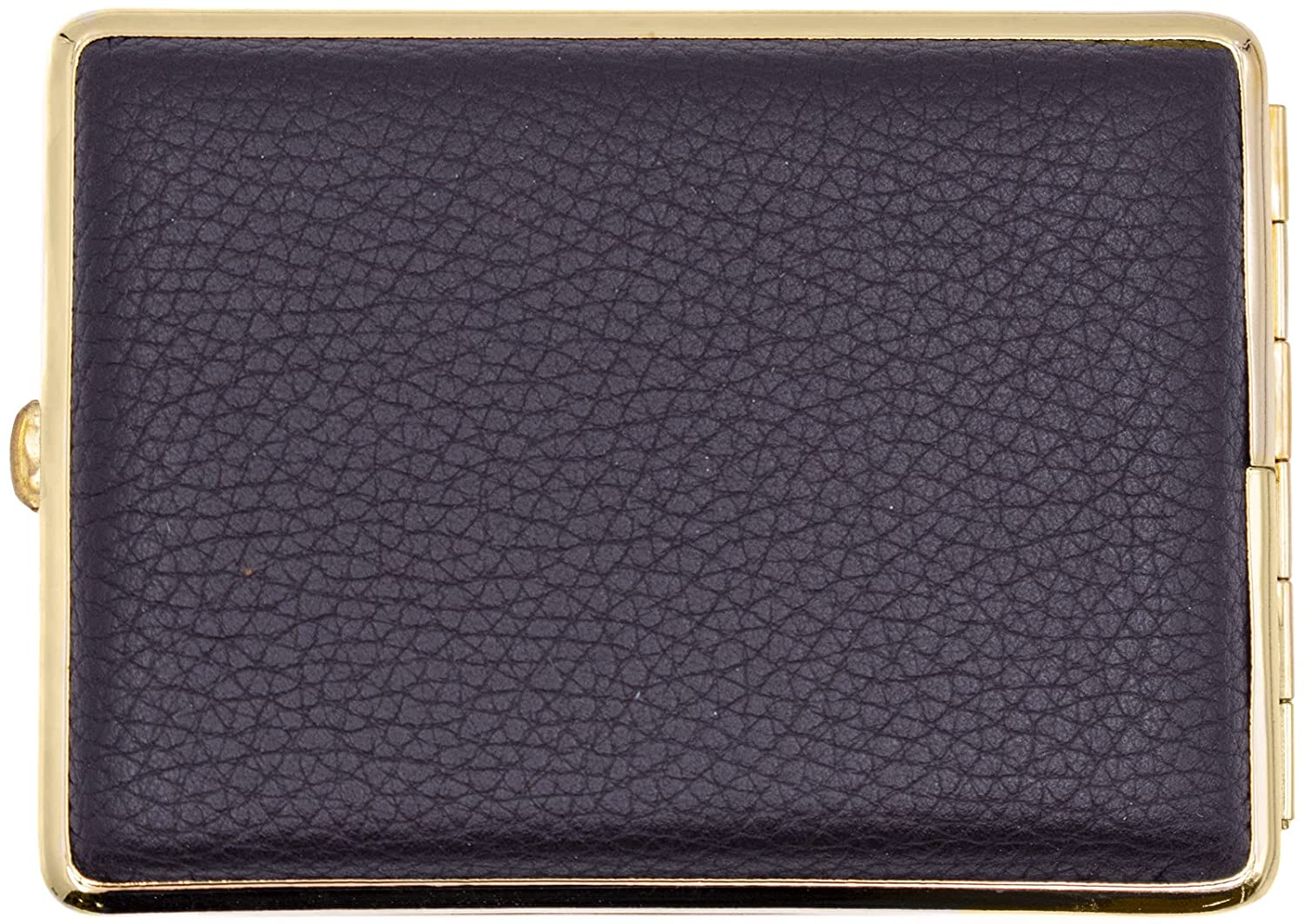 Made in Germany Genuine Leather Gold Plated Cigarette Case (18 100s) with Elastic Bands (Deer Black)
