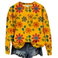 thumbnail image 3 of Felirenzacia Women's Daisy Printed Sweatshirts, Multicolor Floral Printed Pullover Top ,Orange,2XL, 3 of 6