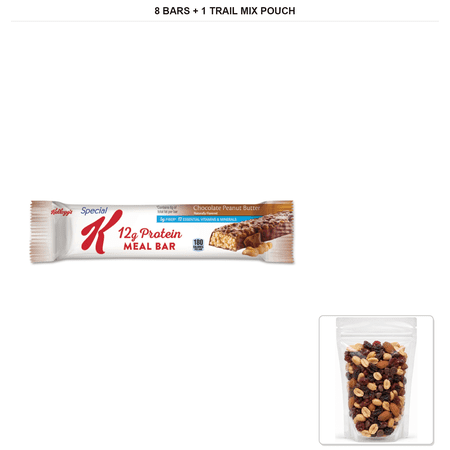 Special K Chocolate Peanut Butter Protein Meal Bars, 8 Bars, 1.59 oz Each with 1 Bybies Trail Mix Pouch, 2 oz