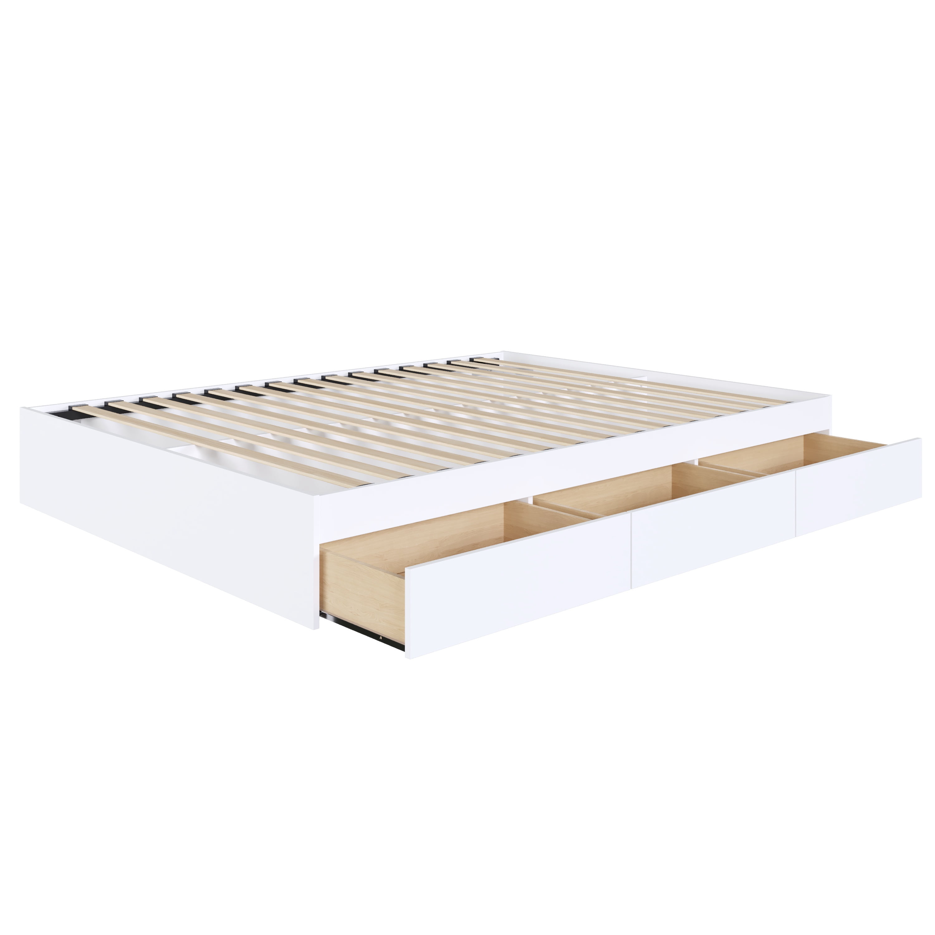 Nexera Queen Size Storage Wood Bed Frame with 3 Drawers, White