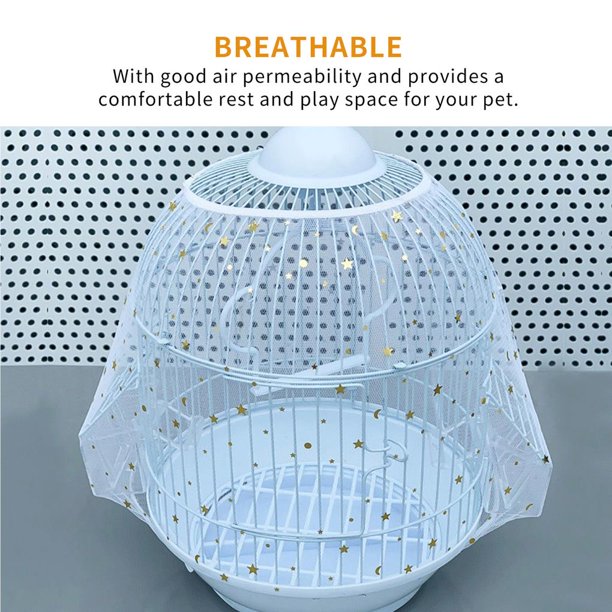 Bird Cage Cover Seed Guard Airy Fabric Mesh Easy Cleaning Elastic