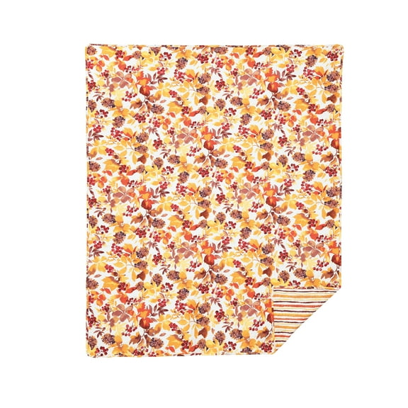 Cordelia Watercolor Leaves 100% Cotton Quilted Accent Throw Blanket 48" x 60"