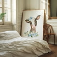 thumbnail image 2 of Cow, Farm Animals, Barn Animals, Barnyard, Blue Flowers, Boy Nursery - Illustration Animal Watercolor Floral Farmhouse Pastoral Whimsical Oak Framed Wall Art Print 18 x 24 inches, 2 of 12