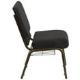 thumbnail image 3 of (10 PACK) 21'' Wide Black Dot Patterned Fabric Church Chair with Book Rack and Gold Vein Frame - Multipurpose Stackable Office Side Chair, 3 of 8