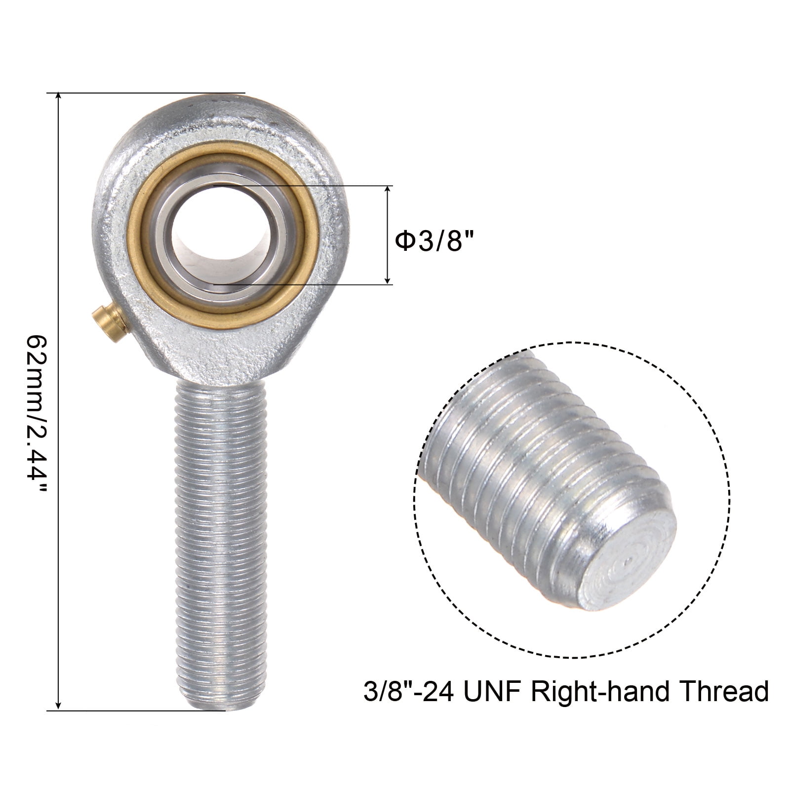 4 Packs POSB6 3/8" Rod End Bearing 3/8"-24 UNF Male Right Hand Thread, Cast Iron Rod End Joints with Jam Nut