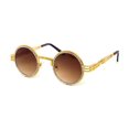 thumbnail image 3 of Sunglasses Men Hip Hop Shades Round Gold Metal Diamond Bling Brown, 3 of 7