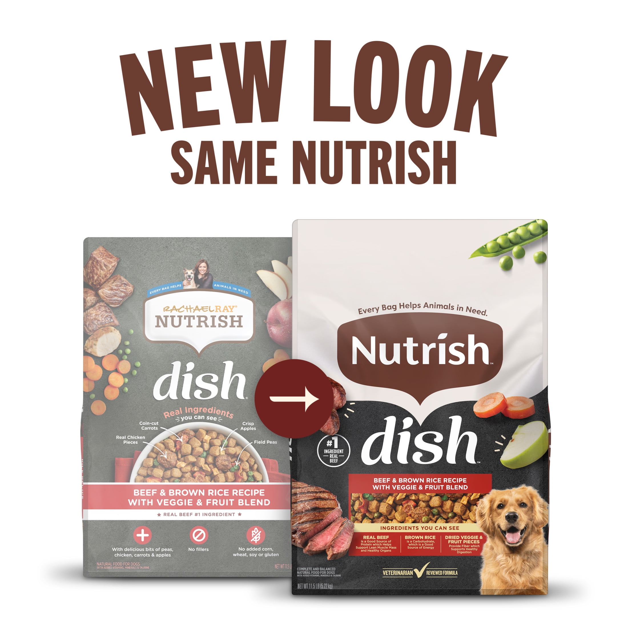 Nutrish Dish Beef & Brown Rice Recipe with Veggie & Fruit Blend Dry Dog Food, 23 lb. Bag (Rachael Ray)
