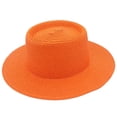 thumbnail image 2 of AirLoni Sun Hat For Women Wide Brim Straw Lightweight Breathable Solid Color Headwear for Outing Dome French Style Flat Top Hat Orange,One Size, 2 of 3