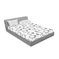 thumbnail image 2 of Ambesonne Animal Fitted Sheet & Pillow Sham Set, Funny Sheeps on a Meadow, Full, Black White, 2 of 2