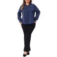 thumbnail image 2 of Agnes Orinda Women's Plus Size Shirts Peter Pan Long Sleeves Chiffon Button Down Shirt Blouses 3X Dark Blue, 2 of 6