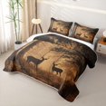 thumbnail image 3 of Castle Fairy Rustic Wood Plank Deer Twin Quilt Set for Boys,Fall Jungle Animal Twin Coverlet Set,Sepia Brown Black, 3 of 7