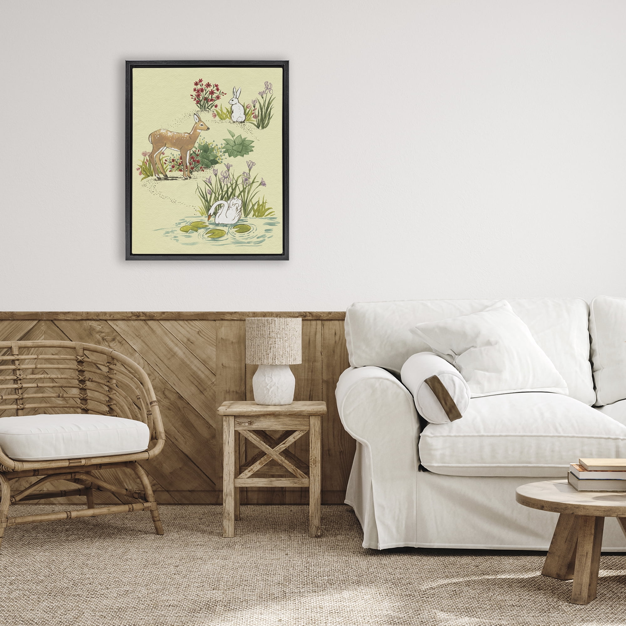 Stupell Industries Peaceful Spring Animals Black Framed Floater Canvas Wall Art, design by Grace Popp
