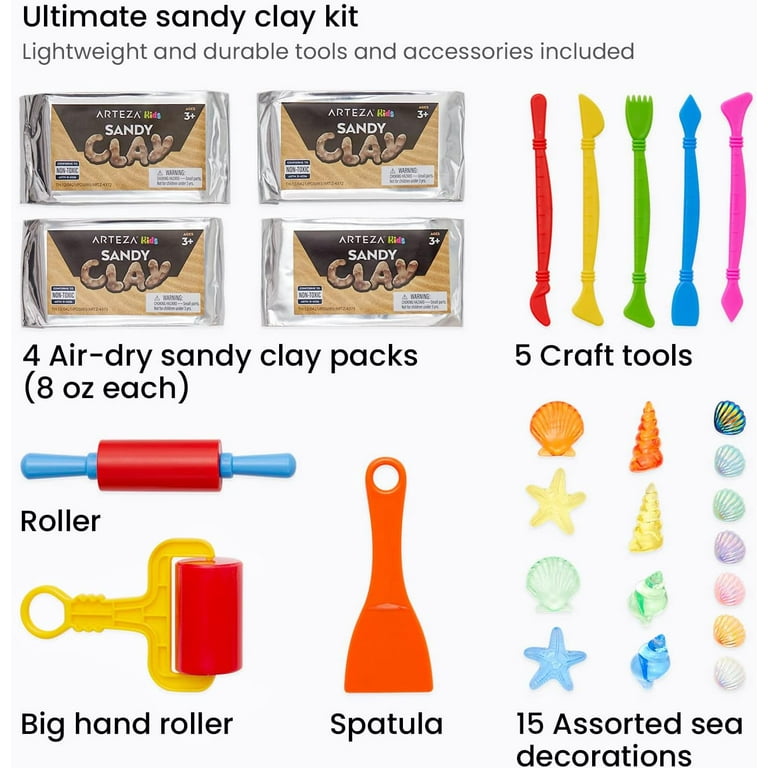 Arteza Kids Sandy Clay Sand Castle Kit - 27 Pieces 