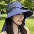 thumbnail image 5 of Byfri Mosquito Net Sun Hat with Solar Fan Wide Brim Fishing Hat for Outdoor Camping Navy 58-60cm, 5 of 7