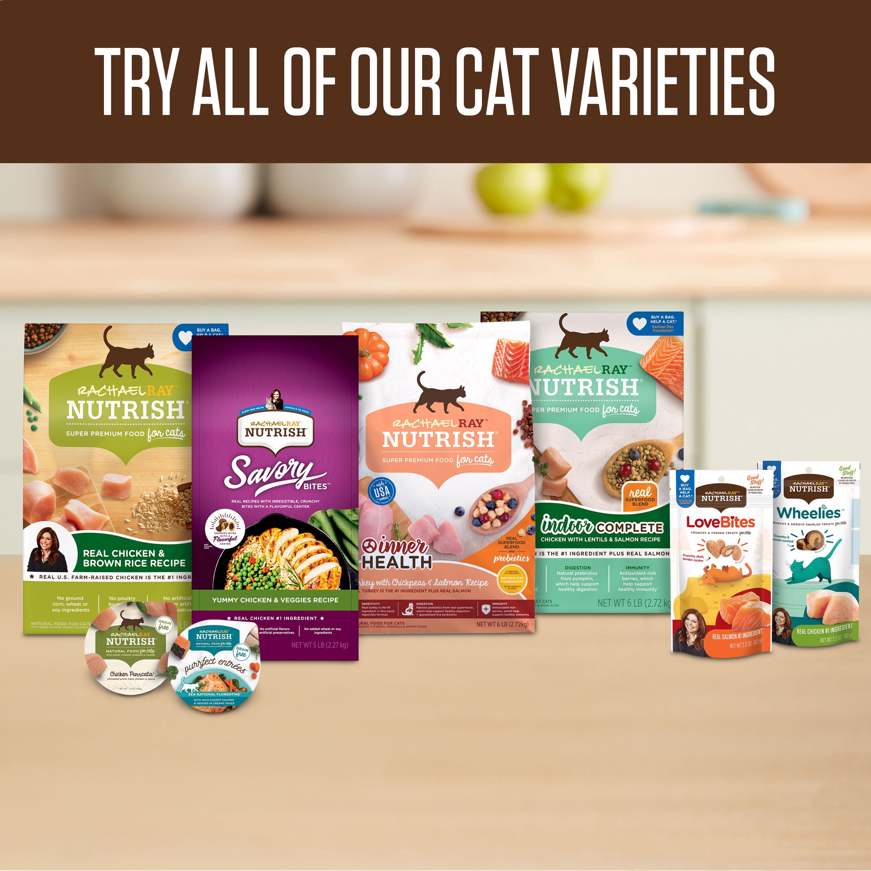 Rachael Ray Nutrish Savory Bites Tasty Salmon & Veggies Recipe Natural Food for Adult Cats, 2.5 lb