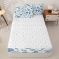thumbnail image 2 of Homewish Cartoon Blue Bowknot Girls Zipper Full Size Comforter Sets with Fitted Sheet and 2 Pillowcases, Marine Sealife Seashell Zipper Bedding Set, Reversible, 4 Pieces, 2 of 4