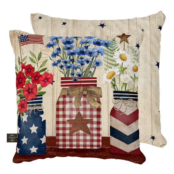 Briarwood Lane Summer Indoor/Outdoor Pillow 17x17 Welcome American Mason Jars For Summer Pillow