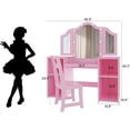 thumbnail image 2 of Rosa 2-in-1 de madera para niños pequeños vanity set con mirror, stool, tri-folding mirror y cajón - removable top para little girls' princess pretend play beauty makeup, 2 of 6