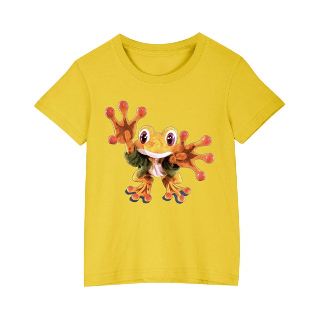 RXIRUCGD 2025 Vêtements d'Été pour Enfants T-shirt Imprimé Mode Mignon Col Rond Manches Courtes