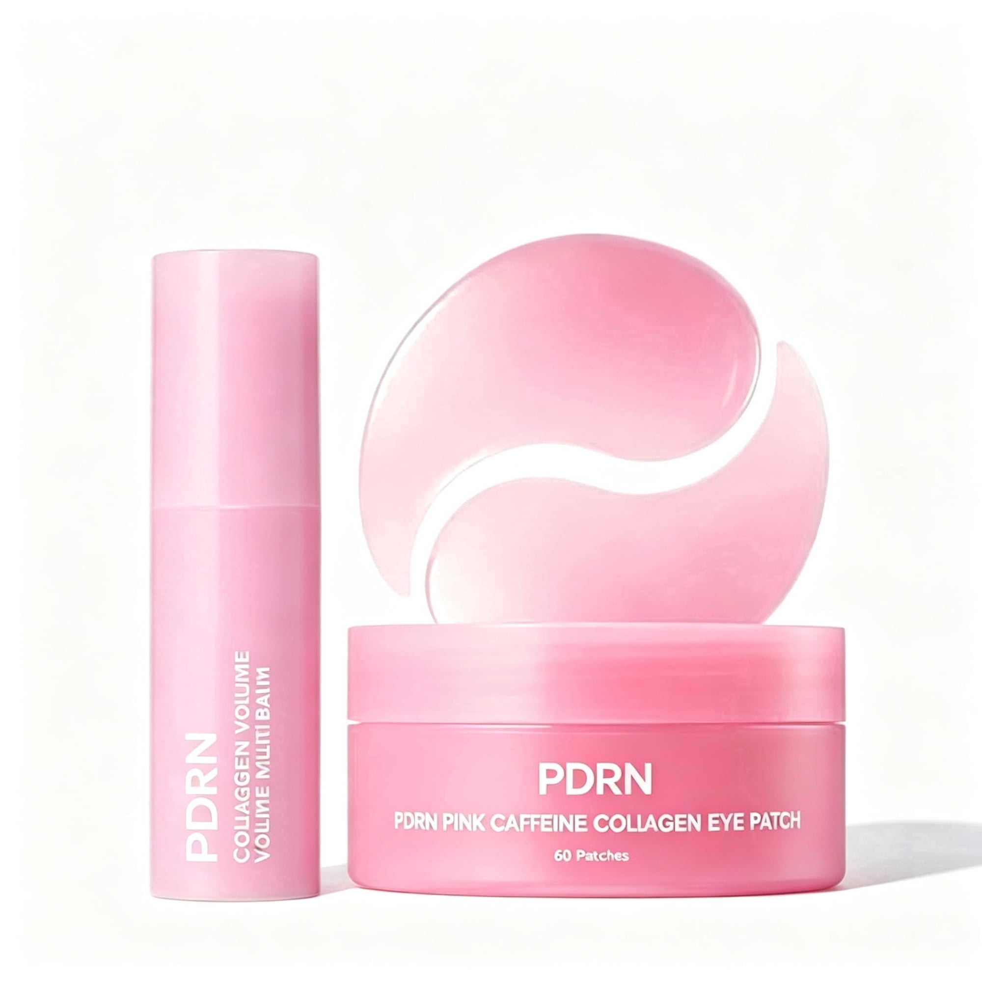 PDRN Pink Caffeine Collagen Eye Patch & Multi‑Balm Stick Set, Hydrating Under Eye Mask for Dark Circles, Puffiness & Fine Lines