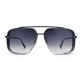 thumbnail image 5 of Mens Rectangular Rimless Racer Perforated Side Visor Metal Sunglasses Black - Smoke, 5 of 8