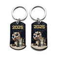 thumbnail image 2 of Happy New Year American Shorthair Welcome 2025 Balloon Firework Party Stainless Steel Keychain Cat Lover Kitten Owner Gifts Collar Charm Tag Keyring - 01014, 2 of 5