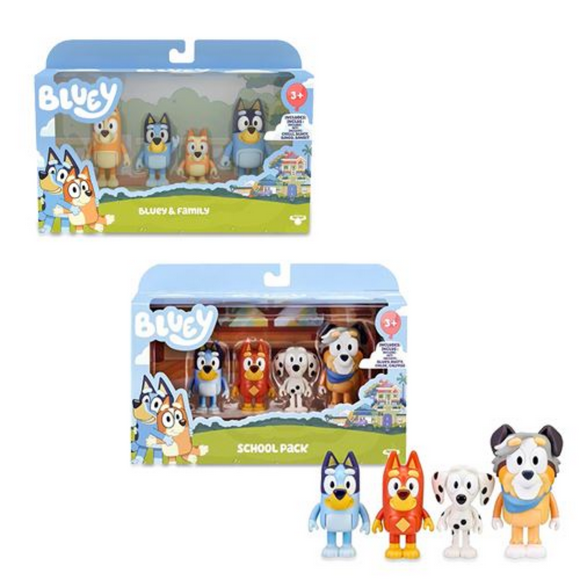 Bluey and Family 4 Pack of Bluey Action Figurines Family and Friends Set - Cake Toppers A