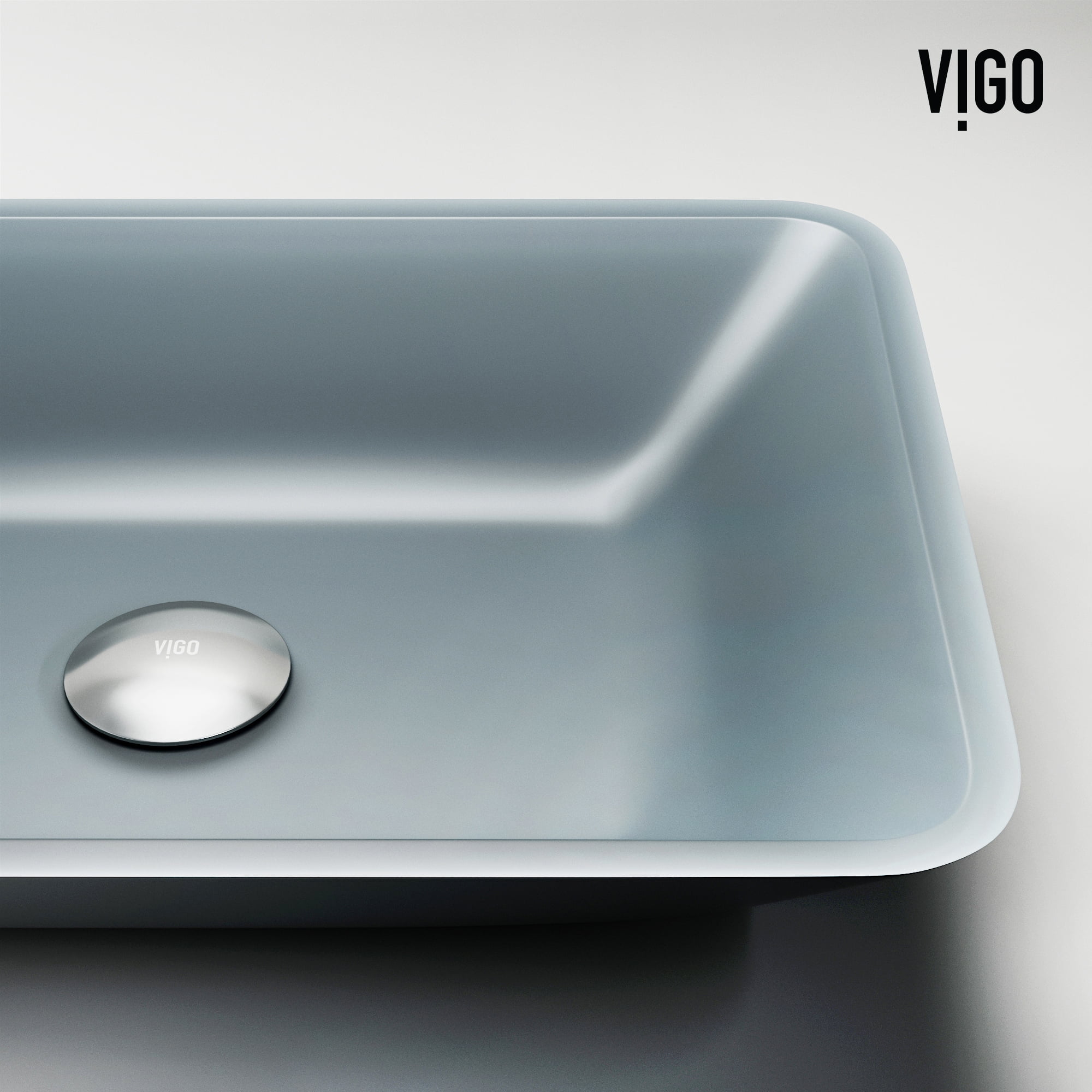 VIGO Matte Shell Sottile Metallic Glass 18 in. L x 13 in. W x 4 in. H Rectangular Vessel Bathroom Sink