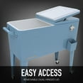 thumbnail image 6 of Permasteel 80-Qt Classic Outdoor Steel Patio Cooler on Wheels, Beverage Rolling Cart, Blue, 6 of 8