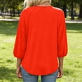 thumbnail image 5 of Tops For Women Summer Crew Neck Three Quarter Sleeve Trendy Casual Solid Streetwear Office Weekend Errands Travel Outfit Polished Daytime Brunch Workday, 5 of 7