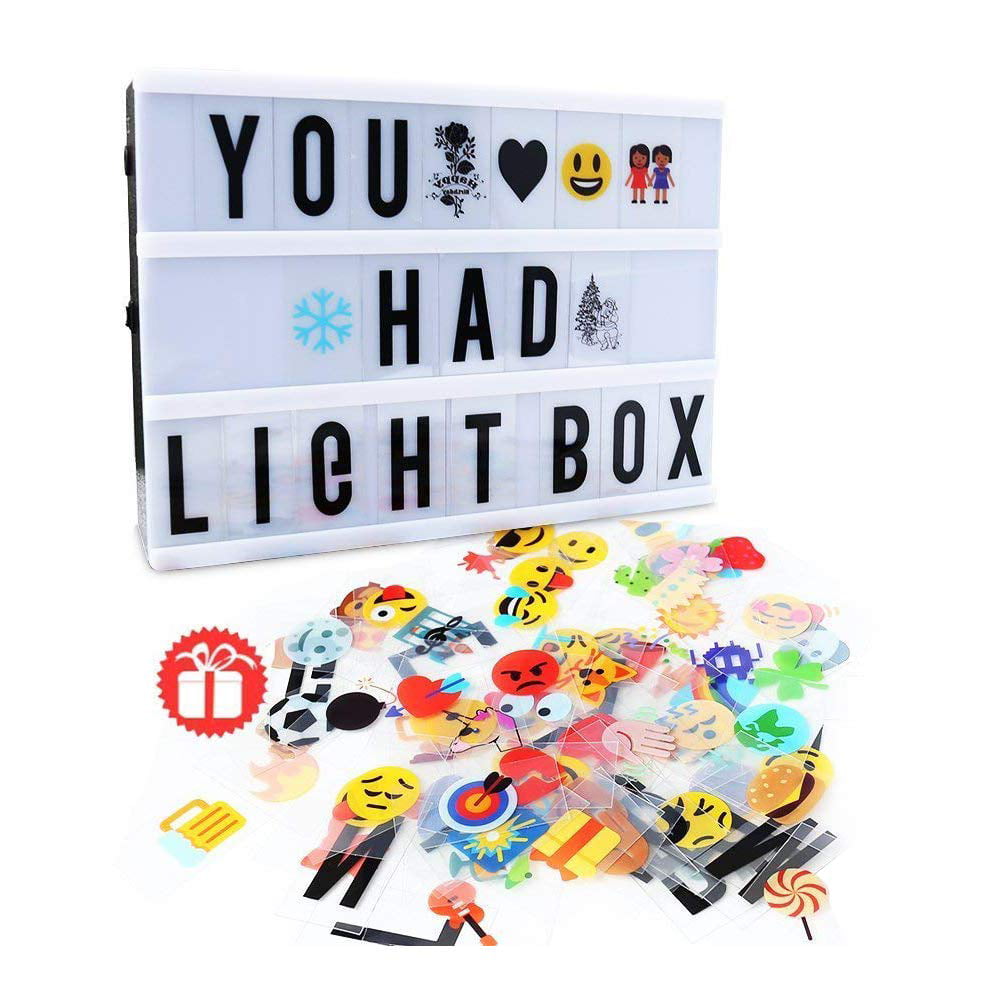 96 Letters & Emojis A4 Size Cinematic Lights Box Light Up LED Letter Box Cinema Light Box with Characters and Symbols 