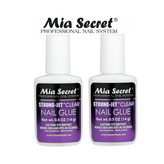 Mia Secret Strong-Jet Clear Nail Glue Brush-On Glue 1/2 oz (335) X 2