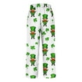 thumbnail image 5 of lcziwo Holiday Sales, Linen Pants for Women Loose Fit Plus Size Straight Leg Pants 2025 Summer Casual Elastic Waist Beach Pants St Patricks Day Shamrock Print Pants Green XXL, 5 of 6